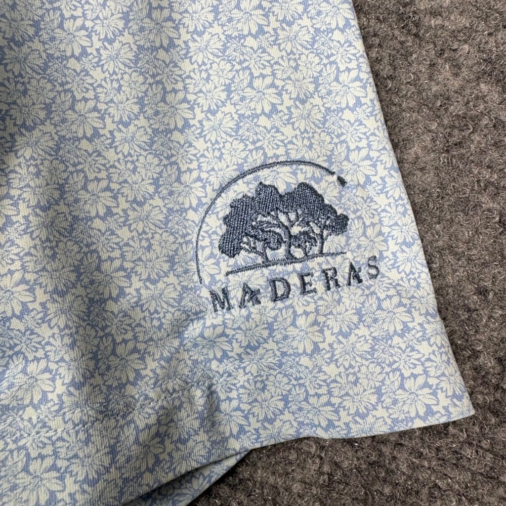 7 Diamonds Alessio Polo Shirt Mens Large Blue Floral 4-Way Stretch Maderas Golf - Picture 6 of 8
